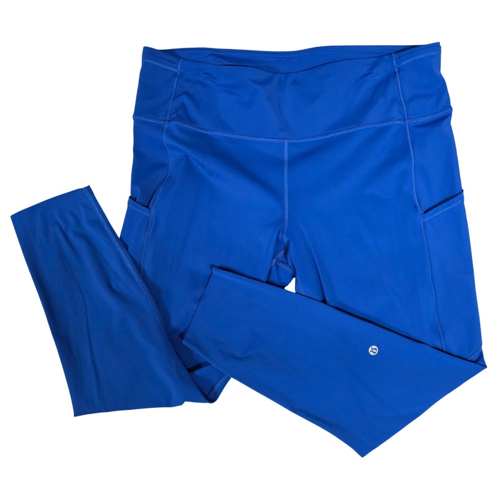 Lululemon Fast and Free High-Rise Crop 24" Blue Nulux Running Leggings Size 16